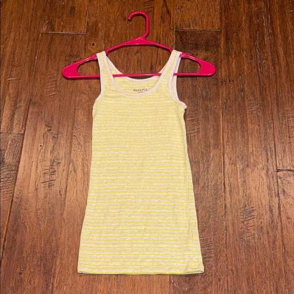 XS Merona Yellow and White & Light Gray Striped Tank Top - Picture 1 of 8